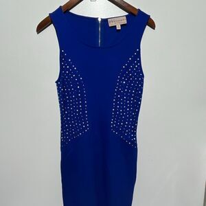 Philosophy Women's Royal Blue Silver Studded Sleeveless Sheath Dress Size XS